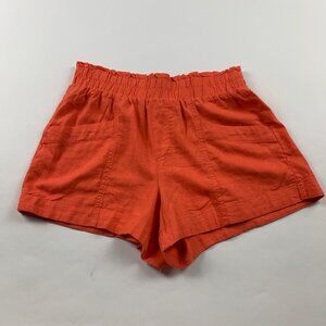A New Day Orange Linen Blend High Rise Shorts XS